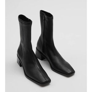 & Other Stories Black Leather Sock Boots Size 38